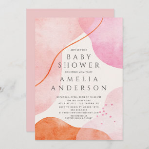 Invitation Baby shower de formes Abstraites rose moderne