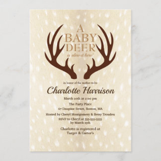 Invitation Baby shower de fourrure et d'agneaux de cerf de bé