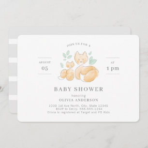 Invitation Baby shower de Fox aquarelle
