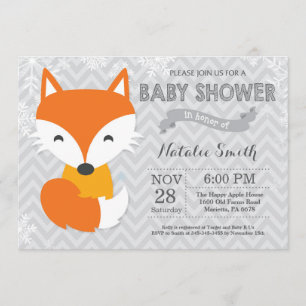Invitation Baby shower de Fox gris d'hiver