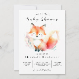 Invitation Baby shower de Fox peint à la main