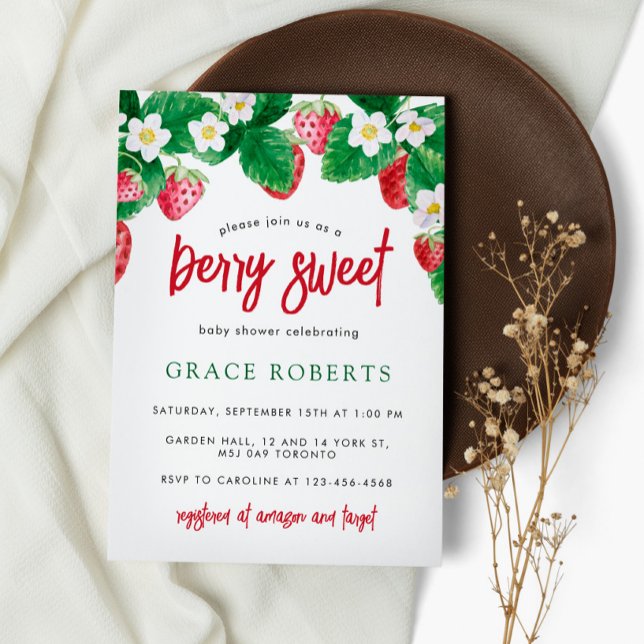 Invitation Baby shower de fraise Berry été Sweet (Créateur téléchargé)