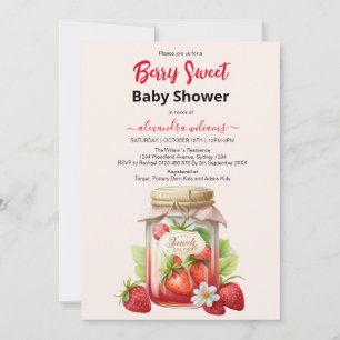Invitation Baby shower de fraise d'aquarelle mignonne