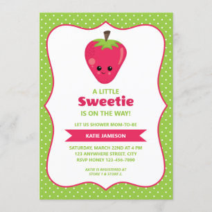 Invitation Baby shower de fraise doux Little Sweetie
