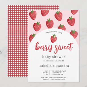 Invitation Baby shower de fraise rose