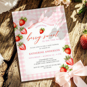 Invitation Baby shower de fraise sucrée Coquette Berry