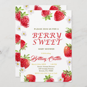 Invitation Baby shower de fraises sucrées
