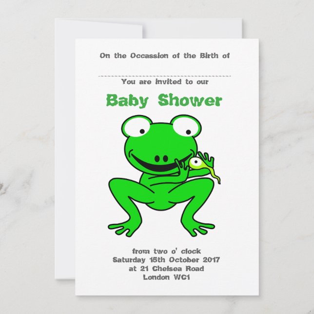Invitation baby shower de Froggy et Tadpole (Dos)