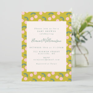 Invitation Baby shower de fruits de cerise rose et vert