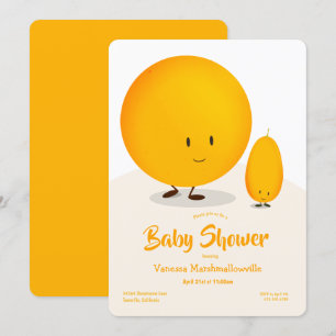 Invitation Baby shower de fruits de kumquat blanc orangé