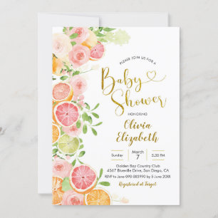 Invitation Baby shower de fruits de pamplemousse