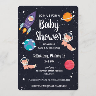 Invitation Baby shower de Galaxy de la marine spatiale Fox Ba