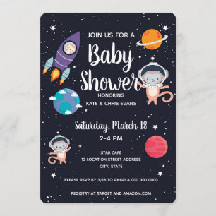 Invitation Baby shower de Galaxy de la marine spatiale singe