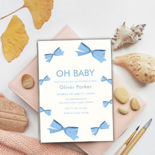 Invitation Baby shower de garçon à cadre bleu simple