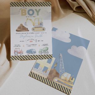 Invitation Baby shower de garçon à thème de construction