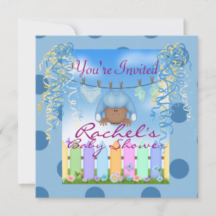 INVITATION BABY SHOWER DE GARÇON AFRICAIN CUTE AMÉRICAIN INVI