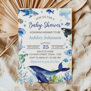Invitation Baby shower de garçon animal d'océan
