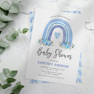 Invitation Baby shower de garçon arc-en-ciel Boho