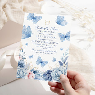Invitation Baby shower de garçon Baisers papillon
