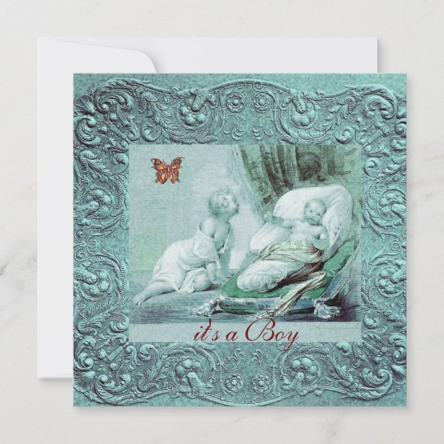 Invitation BABY SHOWER DE GARÇON BLEU AVEC Champagne BOUTEILL (Devant)