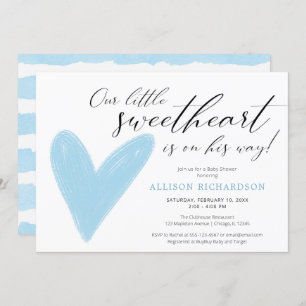 Invitation baby shower de garçon bleu blanc de Valentines mod