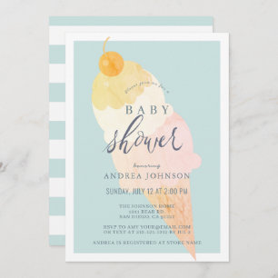 Invitation Baby shower de garçon bleu clair crème glacée