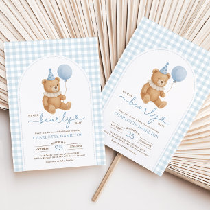 Invitation Baby shower de garçon Bleu Ours Teddy