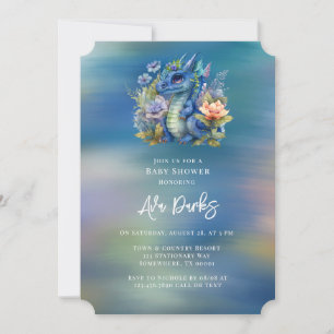 Invitation Baby shower de garçon Blue Dragon