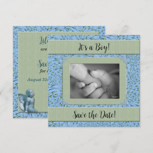 Invitation Baby shower de garçon Blue Green Paisley