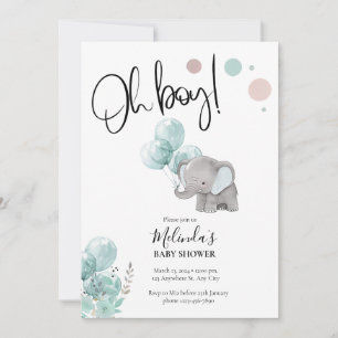 Invitation Baby shower de garçon Blue Grey