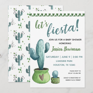 Invitation Baby shower de garçon Cactus Fiesta