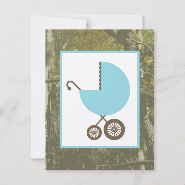 Invitation Baby shower de garçon - chariot et camouflage (Devant)