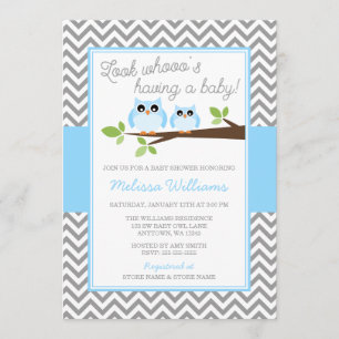 Invitation Baby shower de garçon Chevron Gray