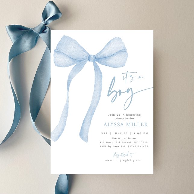 Invitation Baby shower de garçon Coquette Bow bleu (Créateur téléchargé)