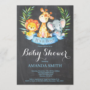 Invitation Baby shower de garçon d'animaux de jungle de