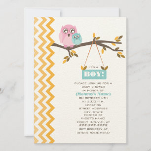 Invitation Baby shower de garçon d'automne Maman & Baby Owl