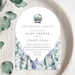 Invitation Baby shower de garçon d'aventure de la forêt d'hiv