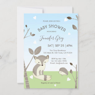 Invitation Baby shower de garçon de Blue Grey Fox