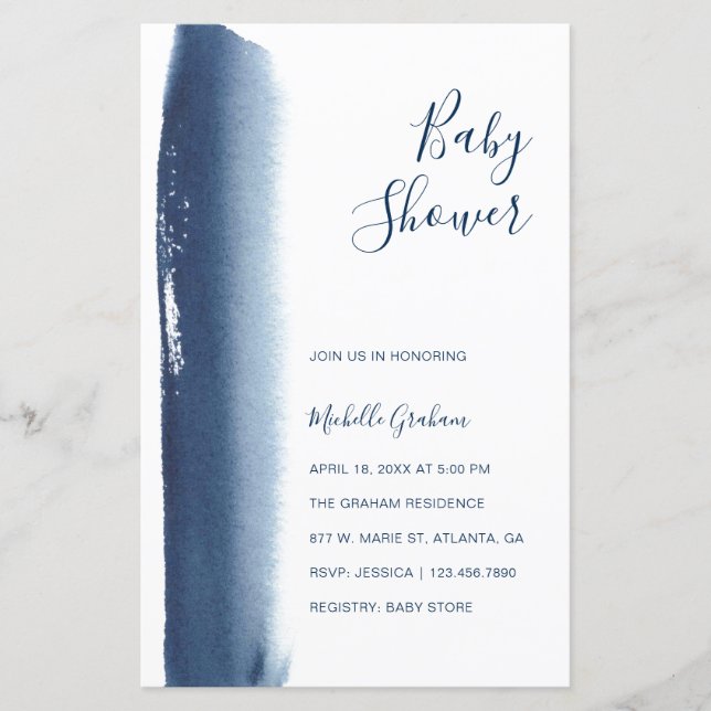 Invitation Baby shower de garçon de couleur bleu m (Devant)