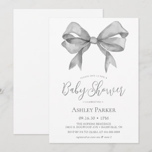 Invitation Baby shower de Garçon de Grey Bow