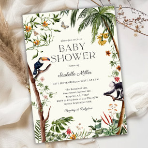 Invitation Baby shower de garçon de la jungle tropicale