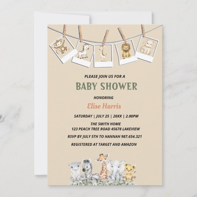 Invitation Baby shower de garçon de la jungle tropicale (Devant)