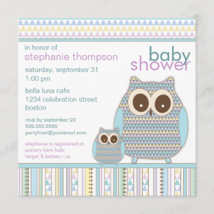 Invitation Baby shower de garçon de la Mama Owl and Baby Owl