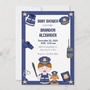 Invitation baby shower de garçon de police