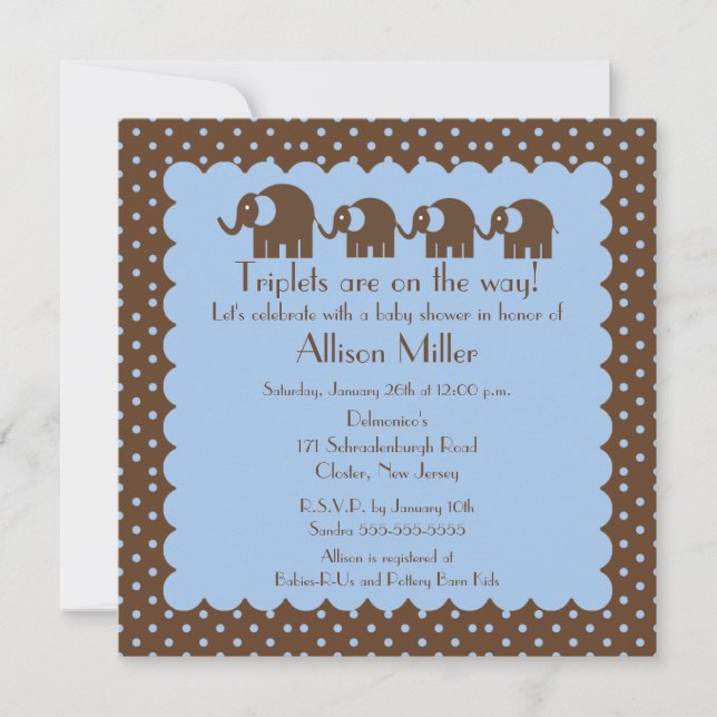 Invitation Baby shower de garçon d'éléphants de bébé de maman (Devant)