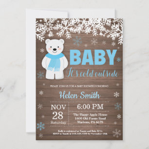 Invitation Baby shower de garçon d'hiver de l'ours polaire ru