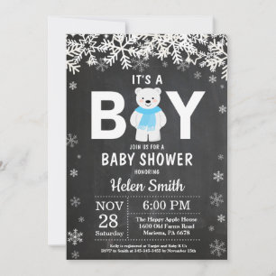 Invitation Baby shower de garçon d'hiver de l'ours polaire ru