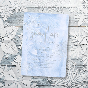 Invitation Baby shower de garçon d'hiver gelé Silver Snowflak