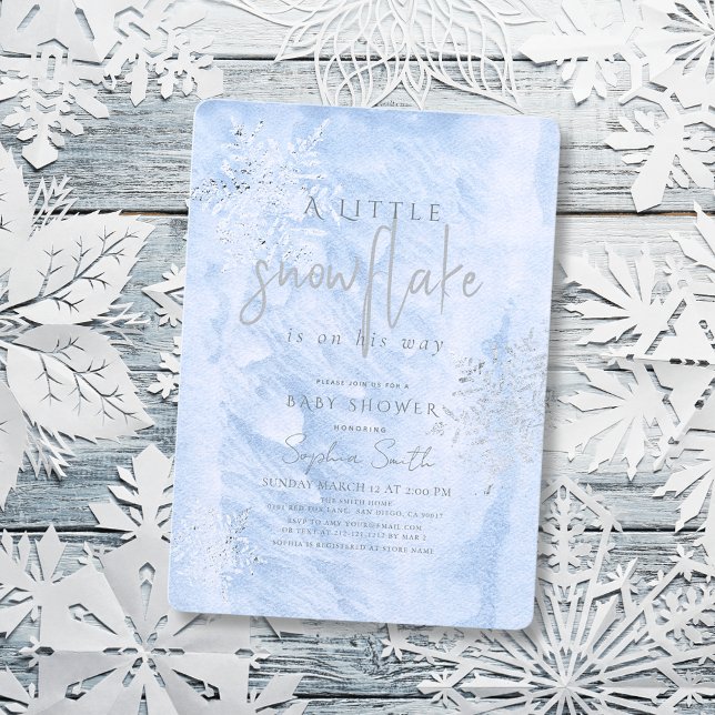 Invitation Baby shower de garçon d'hiver gelé Silver Snowflak (Créateur téléchargé)
