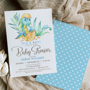 Invitation Baby shower de garçon Dinosaur
